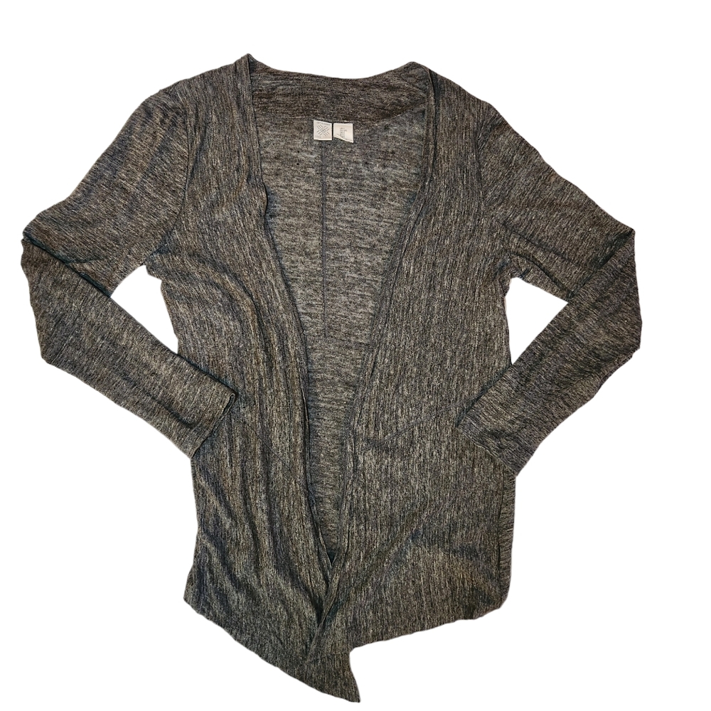 Artisan NY 100% Linen Grey Black White Thin Lightweight Open Cardigan Size L - Picture 1 of 16